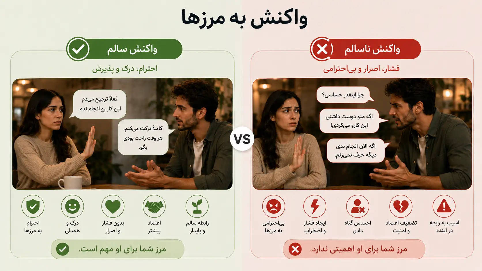 تفاوت احترام و بی‌احترامی به مرزهای شخصی